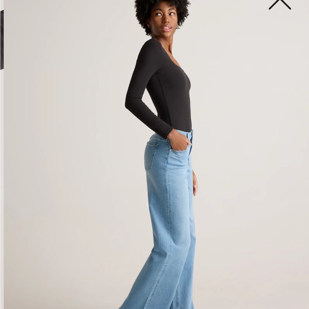 Quince Sky Blue Wide Leg Jeans
